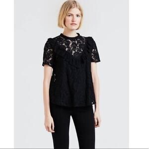 Levi’s Ivy Lace Overlay Black Short Sleeve Top